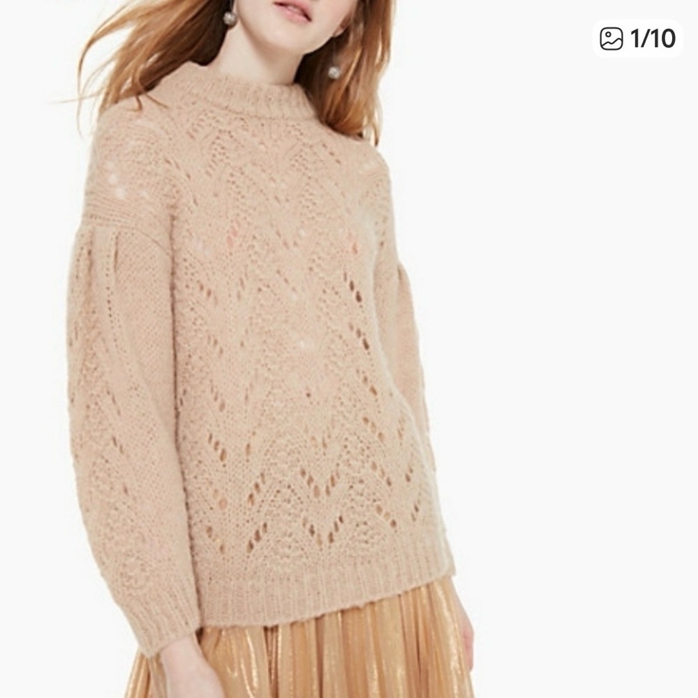 Kate Spade Pointelle Beige Knit Sweater